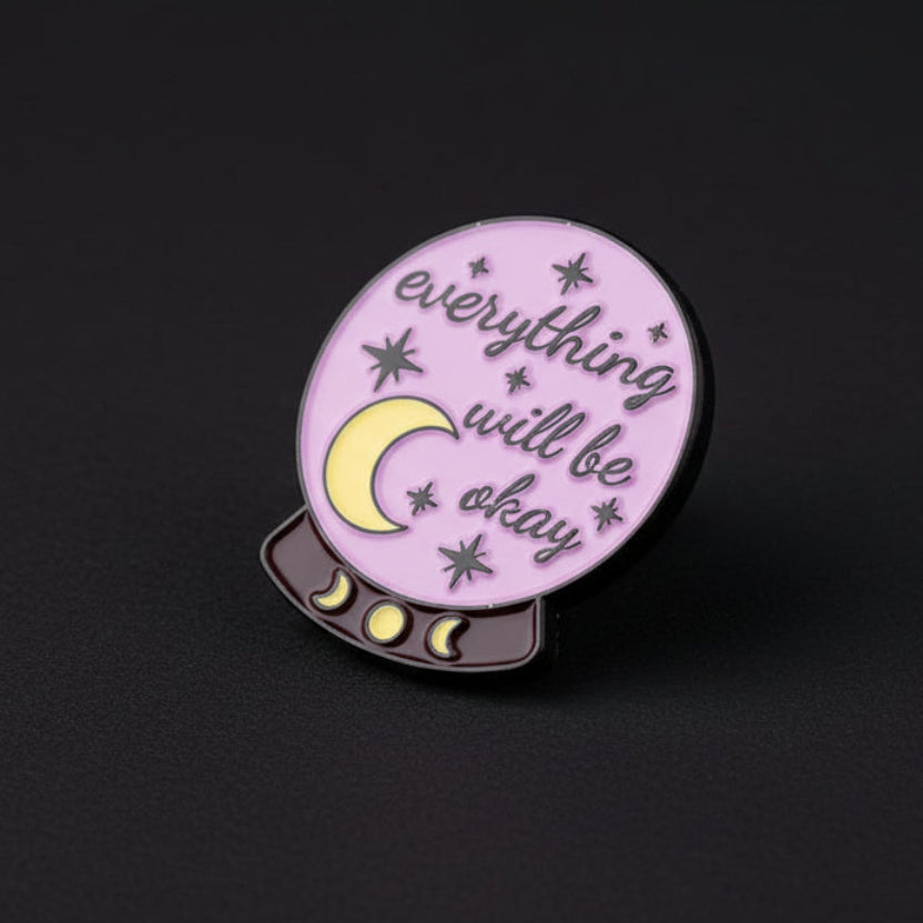 crystal ball affirmation enamel pin