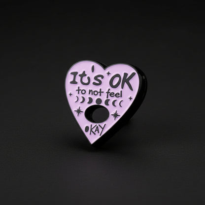 heart shaped planchette affirmation enamel pin