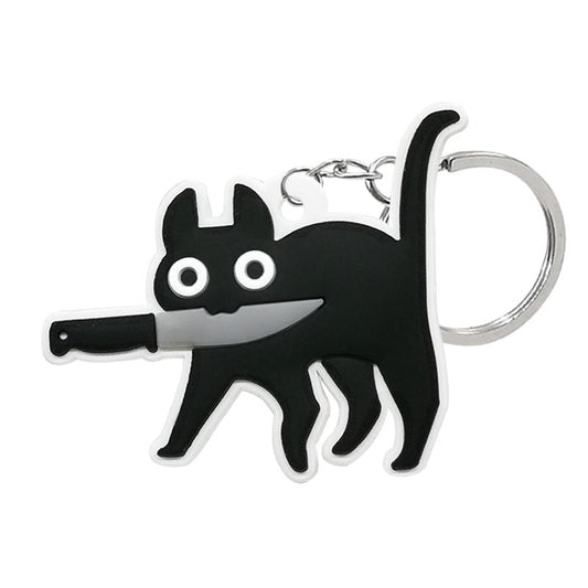 I Will Cut You Cat Keychain